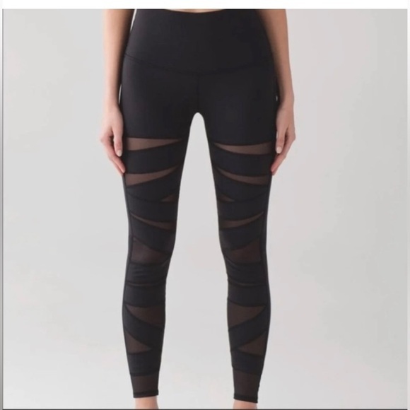 Lululemon Wunder Under Pant Hi-Rise Tech Mesh Black sz 2 - Picture 1 of 9